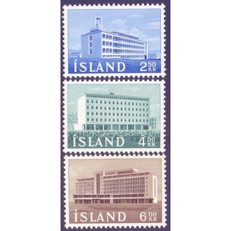 Island. 1962. Bygningsværker. AFA nr. 362-64 ** postfrisk st. stemplet FDC