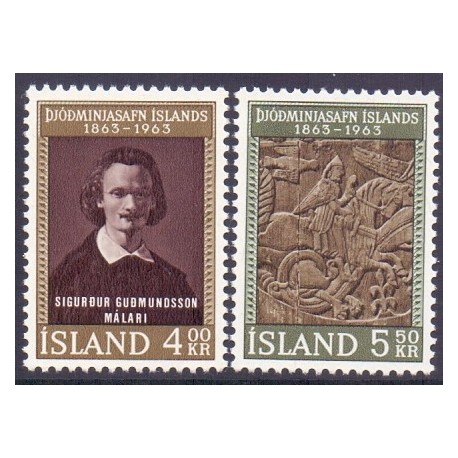 Island. 1963. Nationalmuseets 100-års jubilæum. AFA nr. 369-70 ** postfrisk st. stemplet FDC