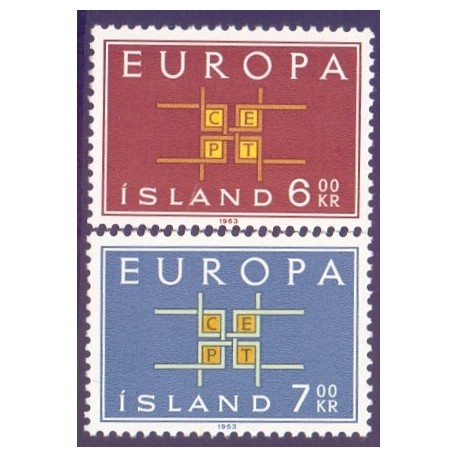 Island. 1963. Europamærker / CEPT. AFA nr. 374-75 ** postfrisk st. stemplet FDC
