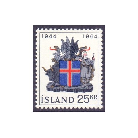 Island. 1964. Republikken 20-års jubilæum. AFA nr. 381 ** postfrisk st. stemplet FDC