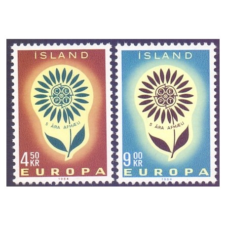 Island. 1964. Europamærker / CEPT. AFA nr. 386-87 ** postfrisk st. stemplet FDC