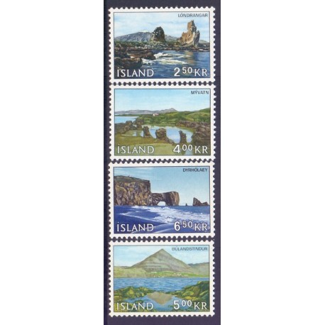 Island. 1966, Islandske landskaber. AFA nr. 401-04 ** postfrisk st. stemplet FDC