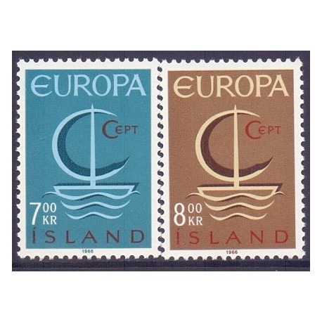 Island. 1966, Europamærker / CEPT. AFA nr. 405-06 ** postfrisk st. stemplet FDC