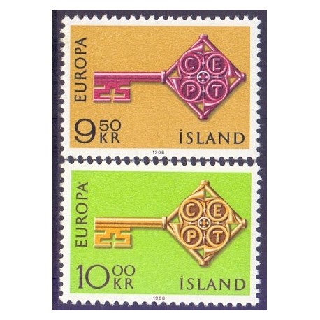 Island. 1968. Europamærker / CEPT. AFA nr. 418-19 ** postfrisk st. stemplet FDC