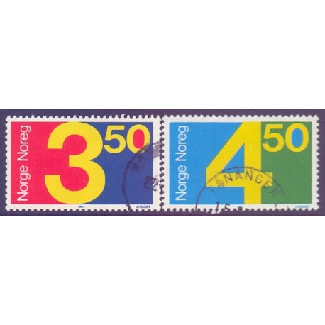 Norge. 1987.  Tal i farver. AFA nr. 965-66 ** stemplet postfrisk FDC