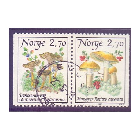 Norge. 1987. Spiselige svampe i parstykke. AFA nr. 971Cv-72Ch ** stemplet postfrisk FDC