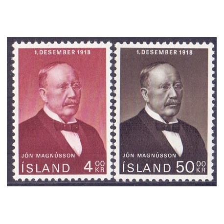 Island. 1968. 50-året for island uafhængighed. AFA nr. 425-26 ** postfrisk st. stemplet FDC