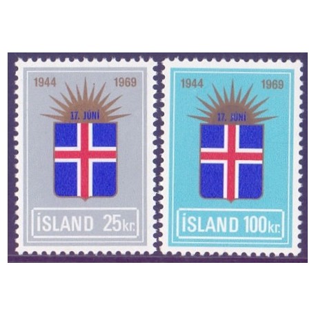 Island. 1969. Island 25-års jubilæum. AFA nr. 431-32 **postfrisk st. stemplet FDC