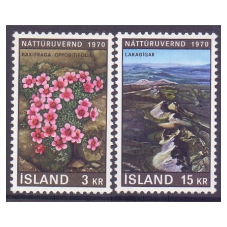Island. 1970. Naturbeskyttelse. AFA nr. 448-49 ** postfrisk st. stemplet FDC