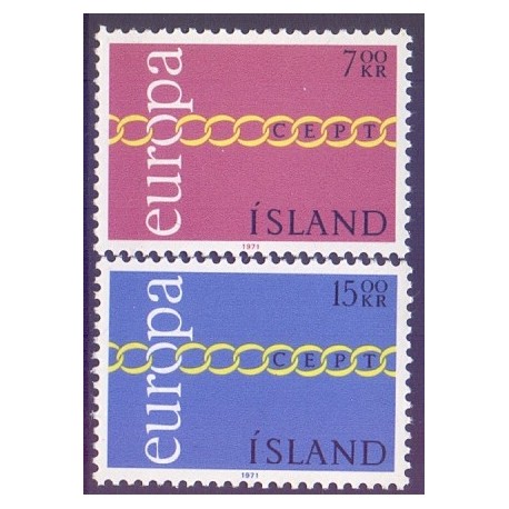 Island. 1971. Europamærker / CEPT. AFA nr. 452-53 ** postfrisk st. stemplet FDC