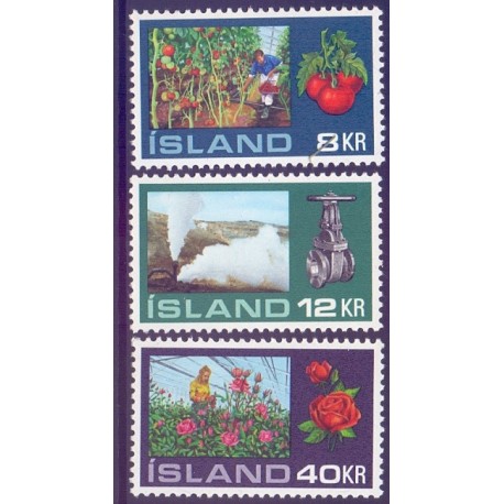Island. 1972, Drivhuse. AFA nr. 466-68 **  postfrisk st. stemplet FDC