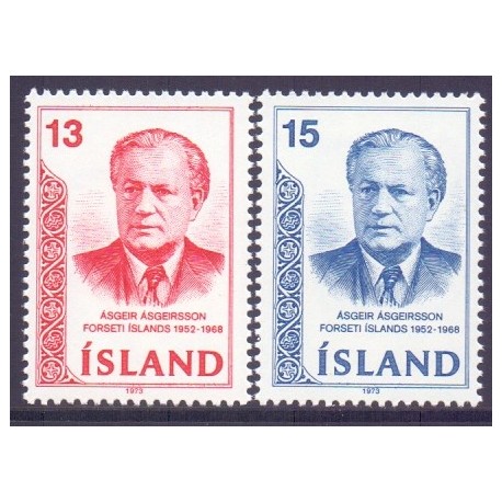 Island. 1973. Asgeir Asgeirsson. AFA nr. 481-82  **   postfrisk st. stemplet FDC