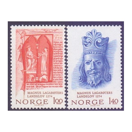 Norge. 1974, Magnus Lagabøters landslov. AFA nr. 697-98 ** stemplet postfrisk FDC