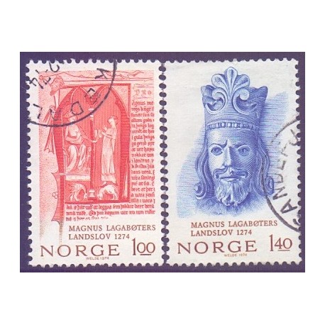 Norge. 1974, Magnus Lagabøters landslov. AFA nr. 697-98 ** stemplet postfrisk FDC
