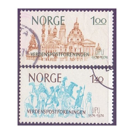 Norge. 1974, Verdenspostunionen. AFA nr. 705-06 ** stemplet postfrisk FDC