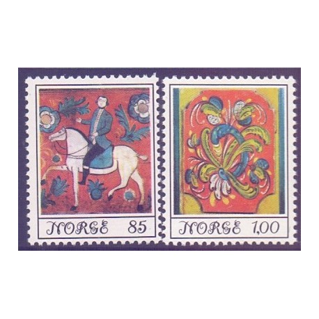 Norge. 1974, Norsk folkekunst. AFA nr. 707-08 ** stemplet postfrisk FDC