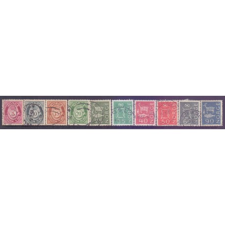 Norge. 1962. Posthorn stålstik. AFA nr. 492-501 ** stemplet postfrisk FDC