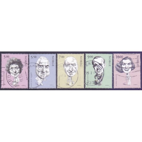 Norge. 2002. Norske skuespiller III, AFA nr. 1407-11**  stemplet postfrisk FDC