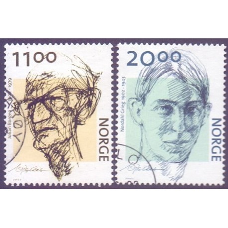 Norge. 2002. Johan Borgen og Nordahl Grieg, AFA nr. 1424-25 **  stemplet postfrisk FDC