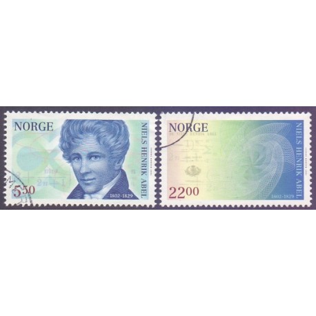 Norge. 2002. Niels Henrik Abel fødselsdag, AFA nr. 1420-21 **  stemplet postfrisk FDC
