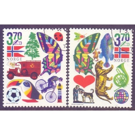 Norge. 1997. Børnenes frimærkeklup. AFA nr. 1261-62  ** stemplet postfrisk FDC