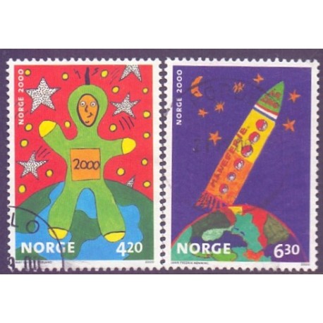 Norge. 2000. International tegnekonkurrence. AFA nr. 1351-52 **  stemplet postfrisk FDC