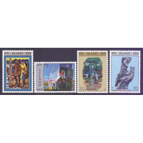 Island. 1974. 1100-året for islands bebyggelse I. AFA nr. 486-89**   postfrisk st. stemplet FDC