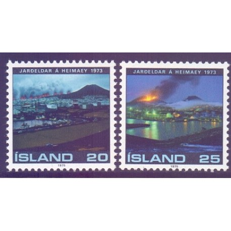 Island. 1975. Vulkanudbruddet på Heimaey. AFA nr. 501-02 **  postfrisk st. stemplet FDC
