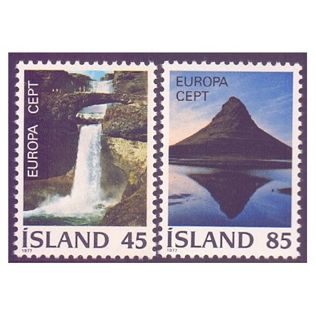 Island. 1977, Europamærker / CEPT. AFA nr. 523-24 **   postfrisk st. stemplet FDC