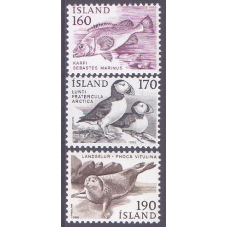 Island. 1980. Fauna Suppleringsværdier. AFA nr. 559-61 **   postfrisk st. stemplet FDC