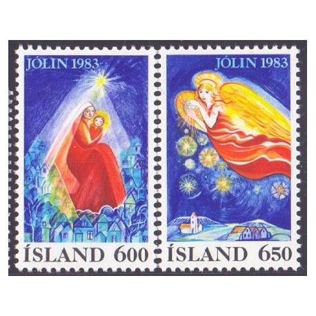 Island. 1983. Julefrimærker. AFA nr. 607-08 **   postfrisk st. stemplet FDC