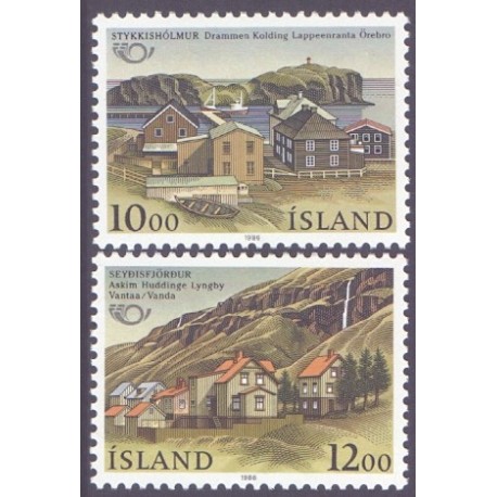 Island. 1986. Fællesnordisk udgave. AFA nr. 649-50 **   postfrisk st. stemplet FDC