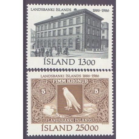 Island. 1986. Nationalbanken 100 år. AFA nr. 651-52 **   postfrisk st. stemplet FDC