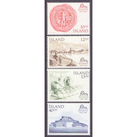 Island. 1986. Reykjaviks 200 år. AFA nr. 653-56 **   postfrisk st. stemplet FDC