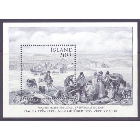 Island. 1986. Frimærkets dag, miniark. AFA nr. 659 **   postfrisk st. stemplet FDC