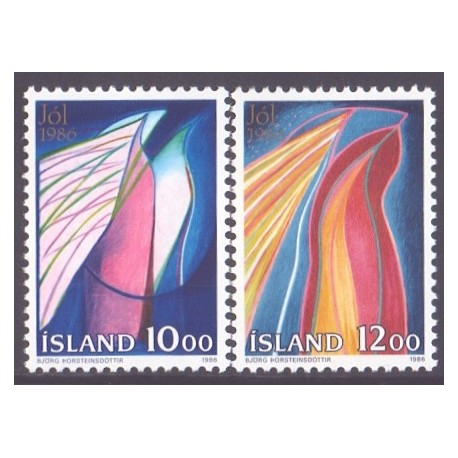 Island. 1986. Julefrimærker. AFA nr. 660-61 **   postfrisk st. stemplet FDC