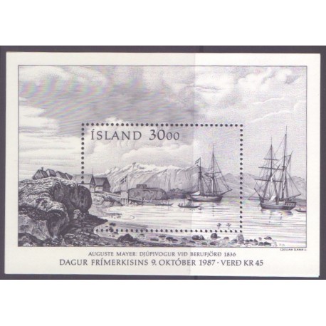 Island. 1987. Frimærkets dag, miniark. AFA nr. 671 **   postfrisk st. stemplet FDC