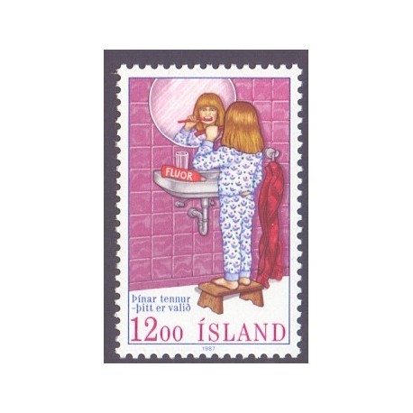 Island. 1987. Tandbeskyttelse. AFA nr. 676 ** postfrisk st. stemplet FDC