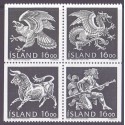 Island. 1988. De fire skytsånder i islands våben, i 4-blok. AFA nr. 683-86 **   postfrisk st. stemplet FDC