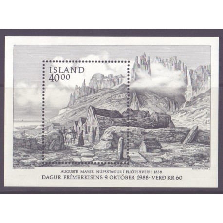 Island. 1988. Frimærkets dag, miniark. AFA nr. 692 **   postfrisk st. stemplet FDC