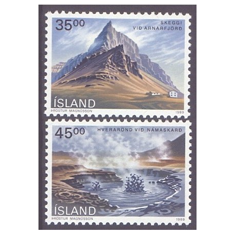 Island. 1989. Landskaber. AFA nr. 704-05 ** postfrisk st. stemplet FDC