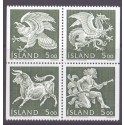 Island. 1990. De fire skytsånder i islands våben, i 4-blok. AFA nr. 713-20 **  postfrisk st. stemplet FDC