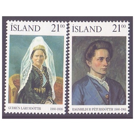 Island. 1990. Islandske kvinder AFA nr. 721-22 **  postfrisk st. stemplet FDC