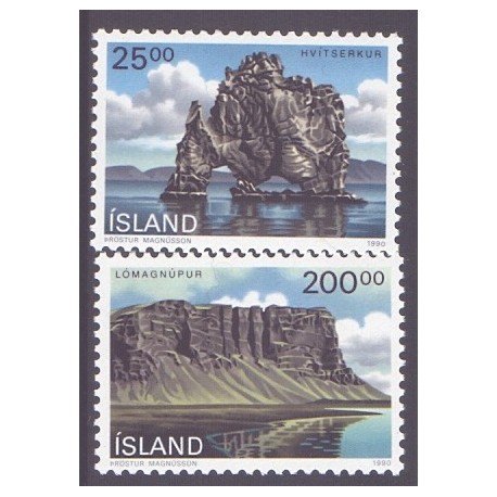 Island. 1990. Landskaber. AFA nr. 727-28 ** postfrisk st. stemplet FDC