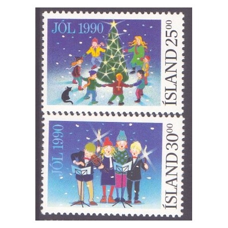 Island. 1990. Julefrimærker. AFA nr. 731-32 ** postfrisk st. stemplet FDC