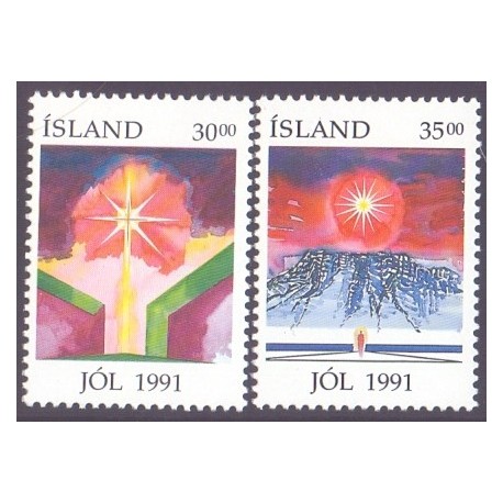 Island. 1991. Julefrimærker. AFA nr. 751-52 ** postfrisk st. stemplet FDC