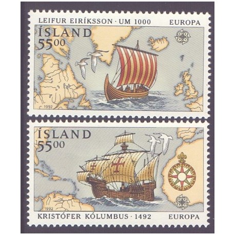 Island. 1992, Europamærker / CEPT. AFA nr. 755-56 ** postfrisk st. stemplet FDC