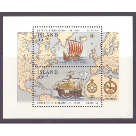 Island. 1992, Europamærker / CEPT, i miniark. AFA nr. 757 ** postfrisk st. stemplet FDC