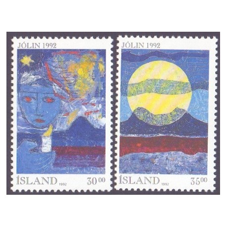 Island. 1992, Julefrimærker. AFA nr. 766-67 **  postfrisk st. stemplet FDC