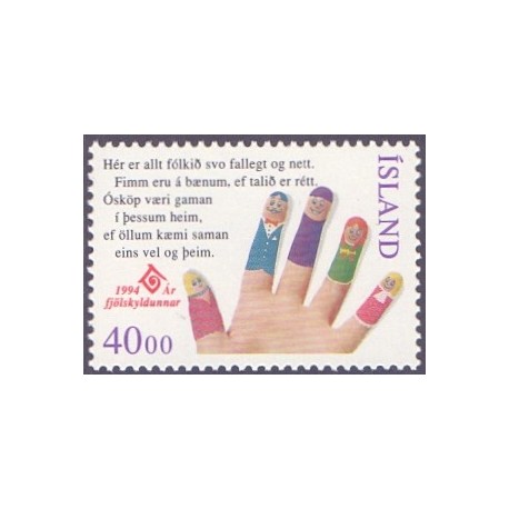 Island. 1994. Internationale familieår. AFA nr. 789 **   postfrisk st. stemplet FDC